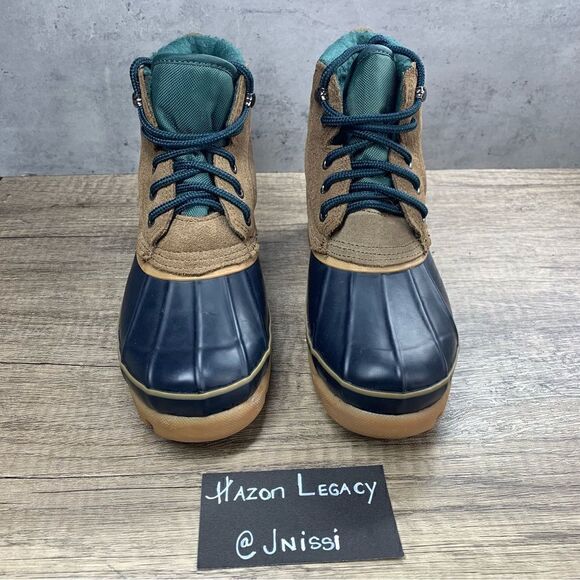 LONDON FOG~Women’s~”Saddleback”~Brown Suede/Navy Rubber Duck Boots~Size 6M - Picture 3 of 9